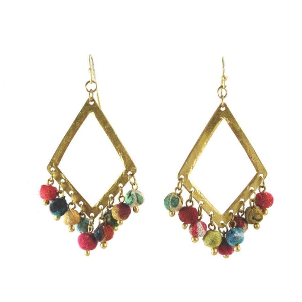 Dangling Kantha Kite Earrings